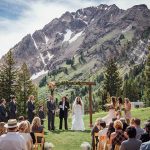 a couple getting married at an outdoor venue in utah