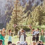 a couple getting married at an outdoor venue in utah